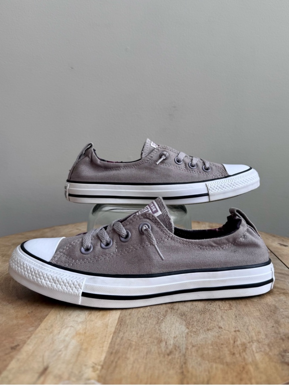 Converse Low Top Sneakers in Taupe with White Soles - Picture 3 of 11